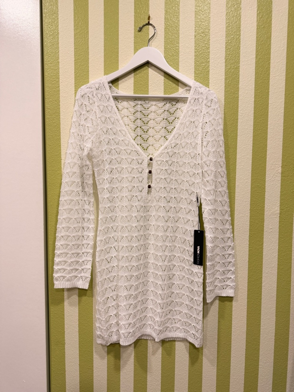 Fashion Nova White Crochet Cover-Up Dress